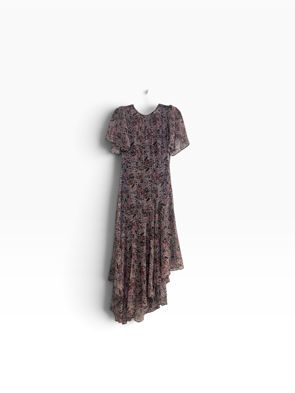 NEW ASTR The Label Flutter Sleeve Floral Chiffon Midi Dress, Small